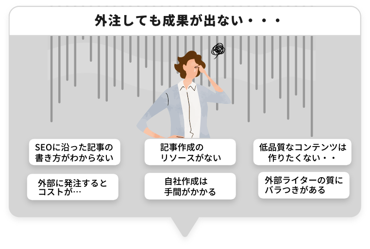 SEO記事制作でこんなお悩みありませんか？